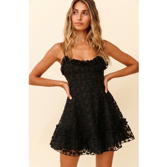 Selfie Leslie- FRILL BUST FLORAL EMBROIDERED OVERLAY DRESS - Picture 2 of 7